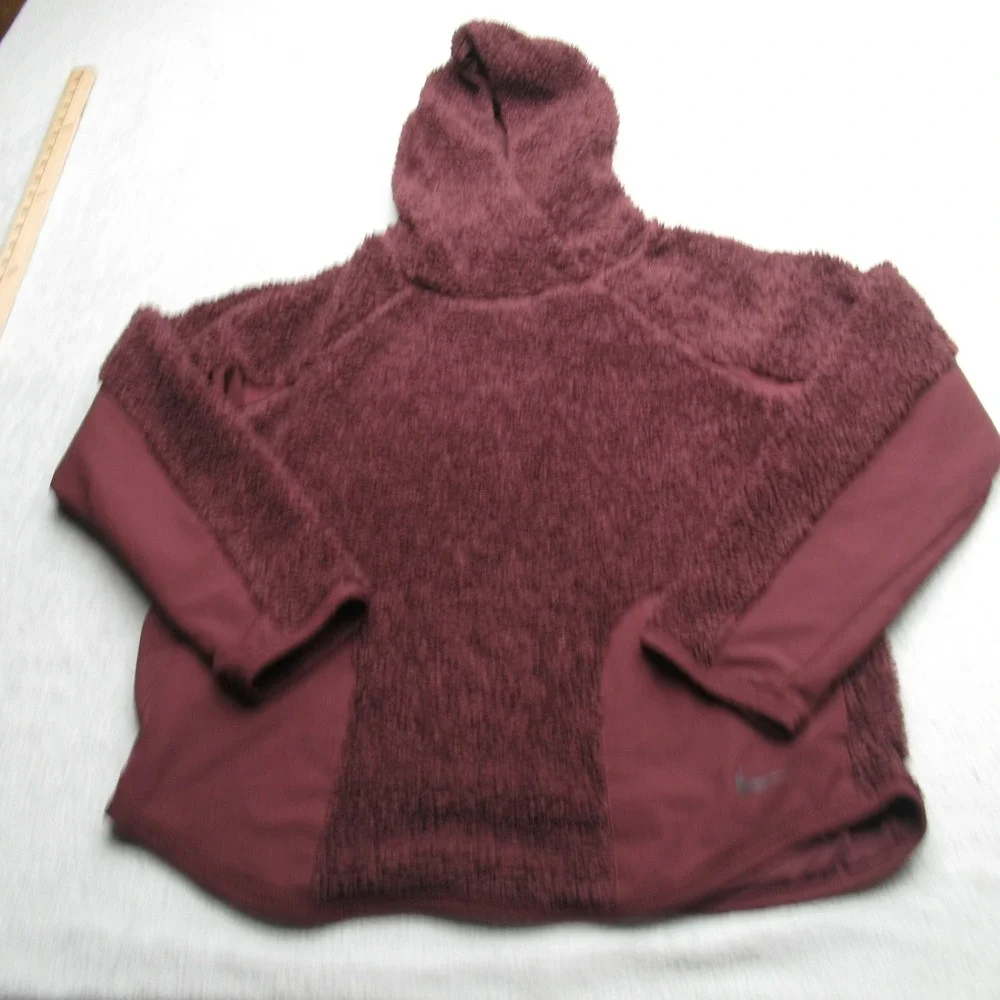 Nike Hoodie Womens Small Purple Fuzzy Sherpa Therma Fleece Pullover Training